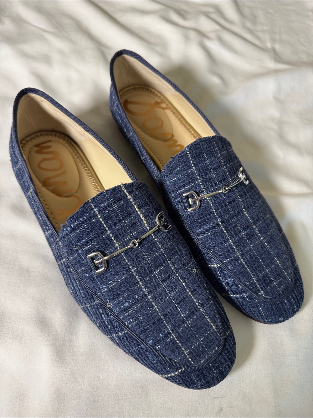 Sam Edelman Loraine Women’s Blue Tweed Bit Loafers Sz 9 1/2